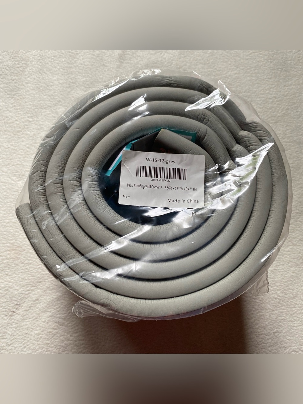 Grey Corner and Edge Protector Strip - Soft Foam Safety Guard